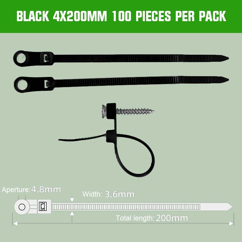 🔩 Screw Hole Fixed Nylon Tie