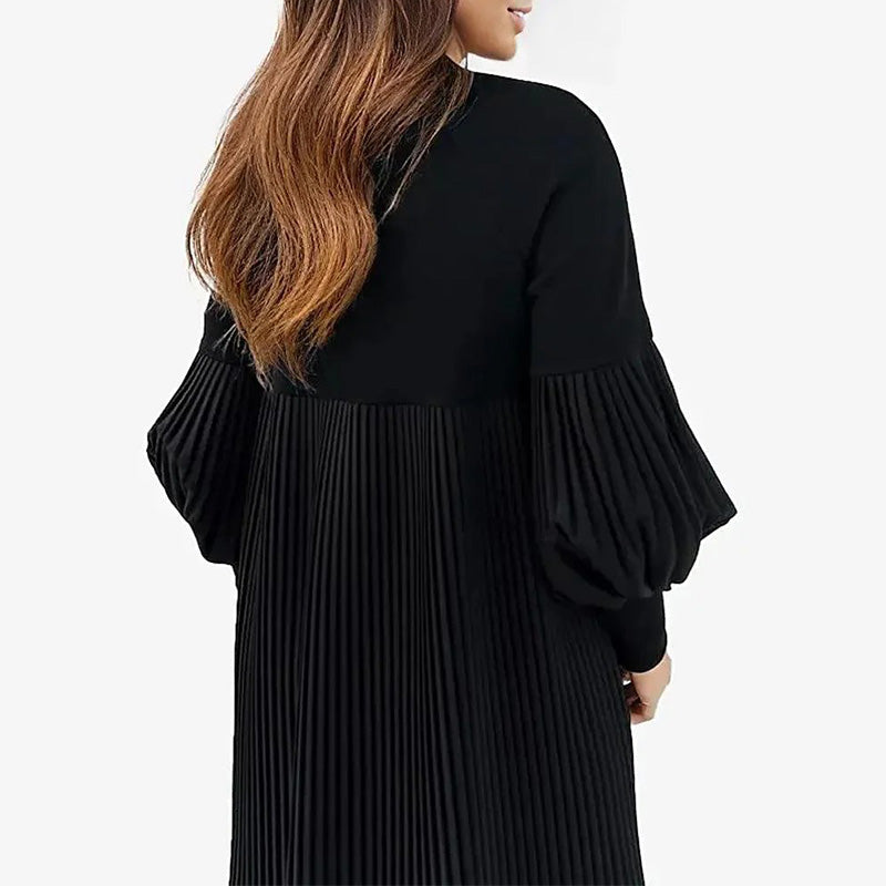 2025 Neues Design✨Damenkleid in Übergröße mit Laternenärmeln und Stehkragen🌈👗