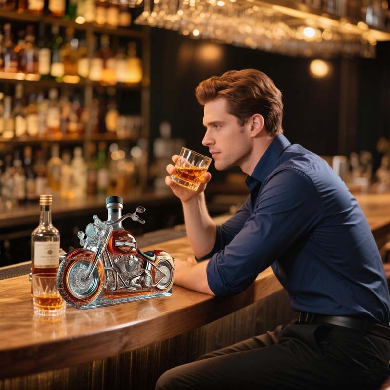 Kreative Motorrad-Glas-Weinflasche