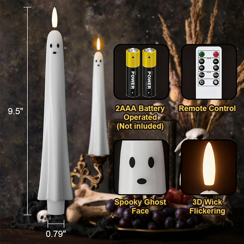 🎃👻 Fernbedienbare Geister-LED-Kerze mit 3D-Flamme 👻🎃