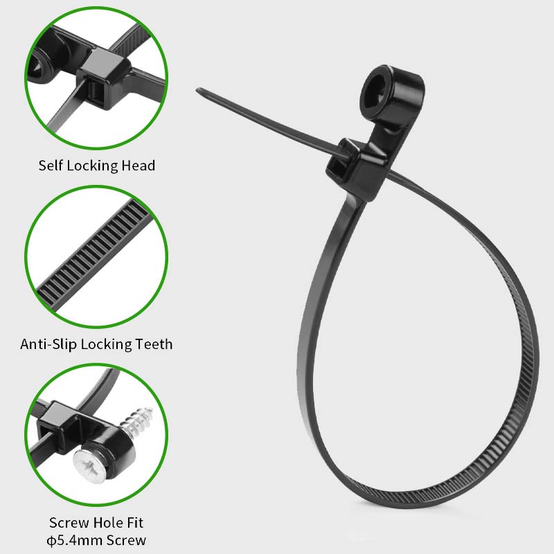 🔩 Screw Hole Fixed Nylon Tie