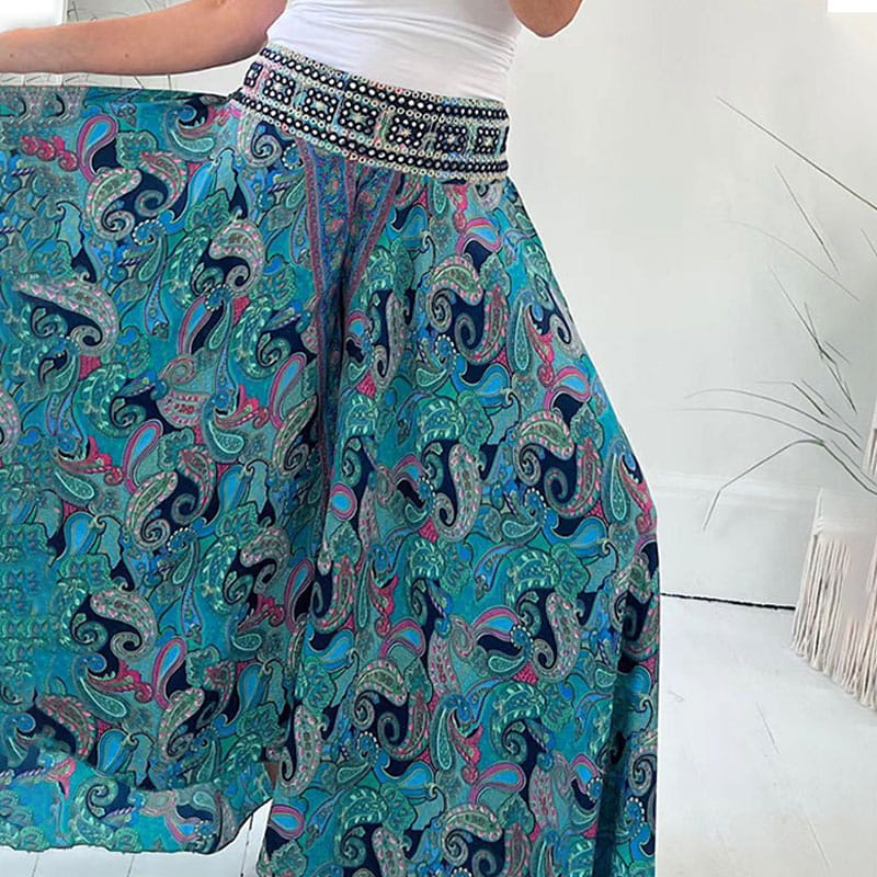 🌸Was soll ich morgen anziehen?💥Hose mit elastischem Bund und ethnischem Muster