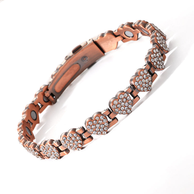 Women's Dazzling Heart-Shaped Magnetic Copper Bracelets