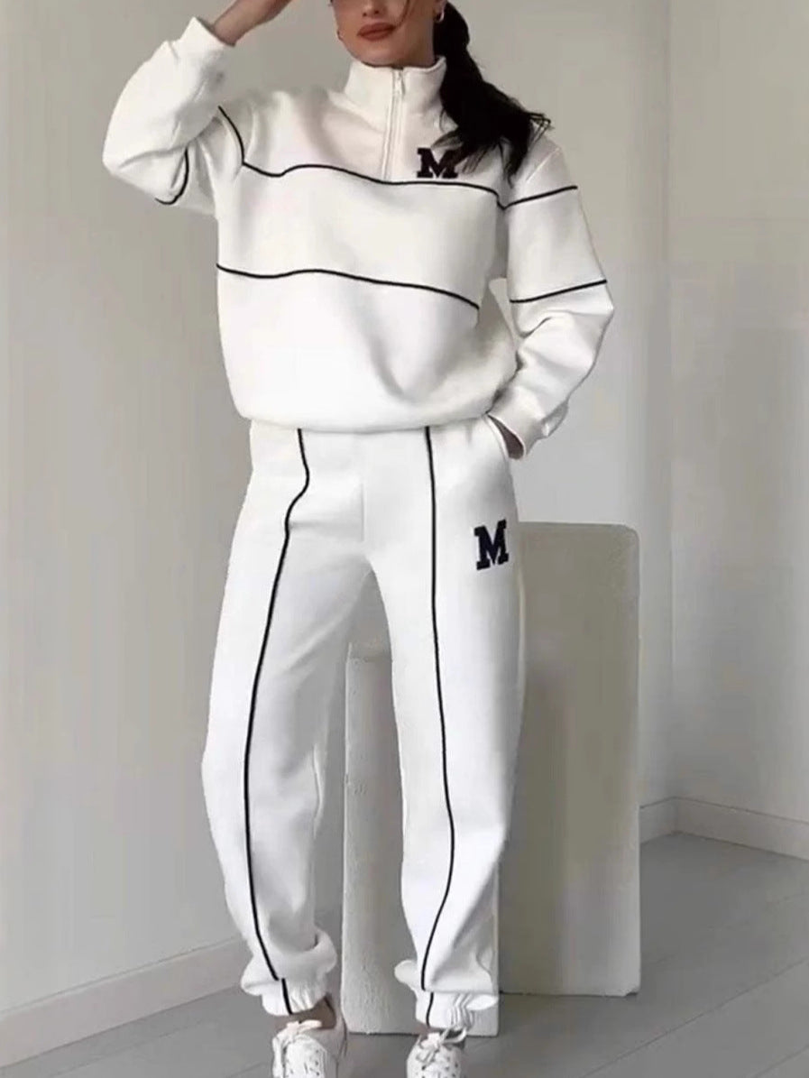 Lässiges Sweatshirt 2-teiliges Set mit Linie