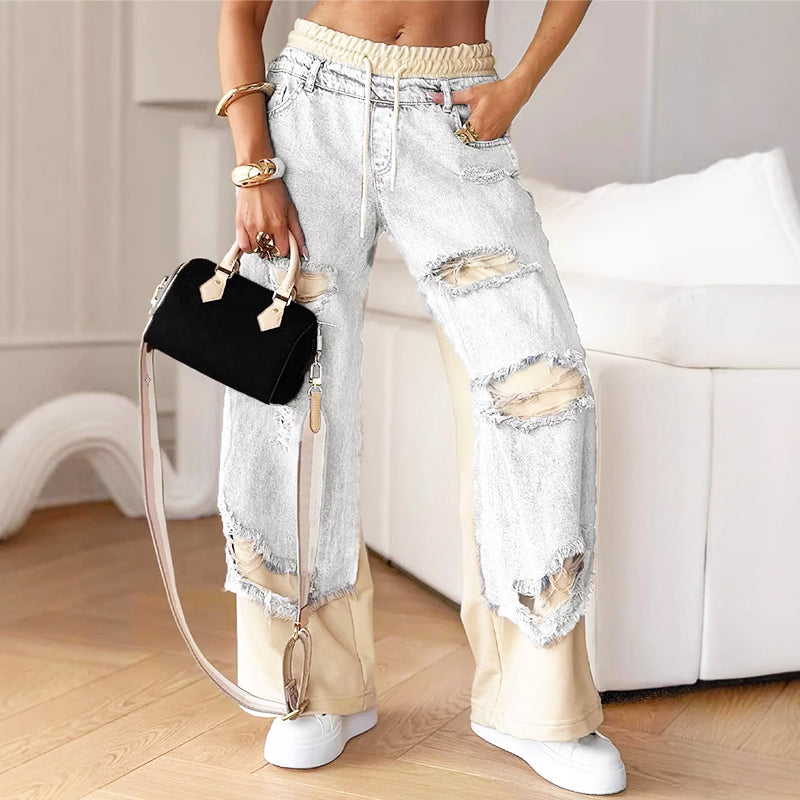 Distressed-Jeanshose Mit Hoher Taille