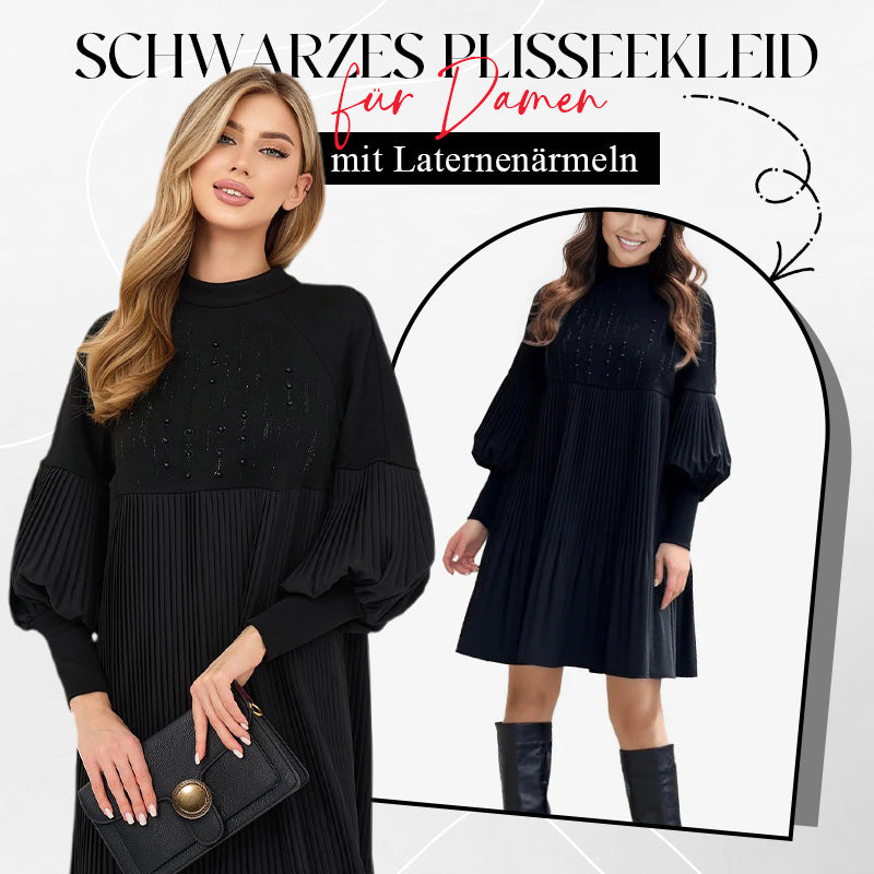 2025 Neues Design✨Damenkleid in Übergröße mit Laternenärmeln und Stehkragen🌈👗