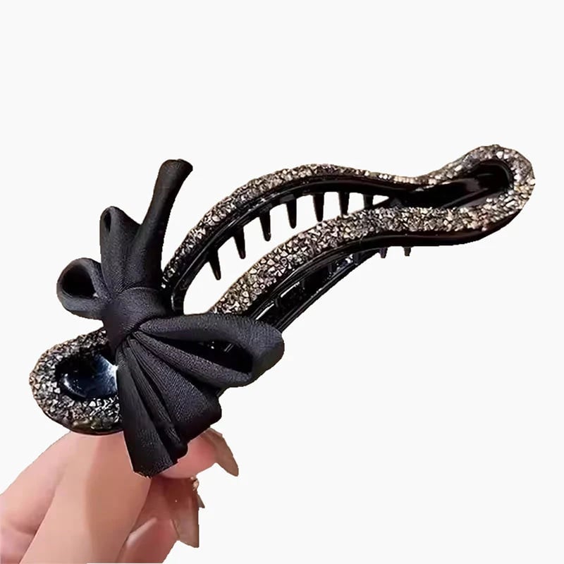 Glitzernde elegante schwarze Schleife Haarspangen