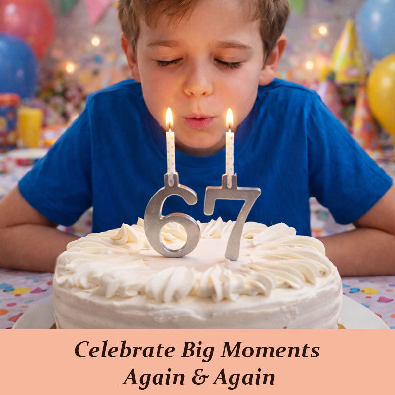 Digital Birthday Cake Candle Holder Set