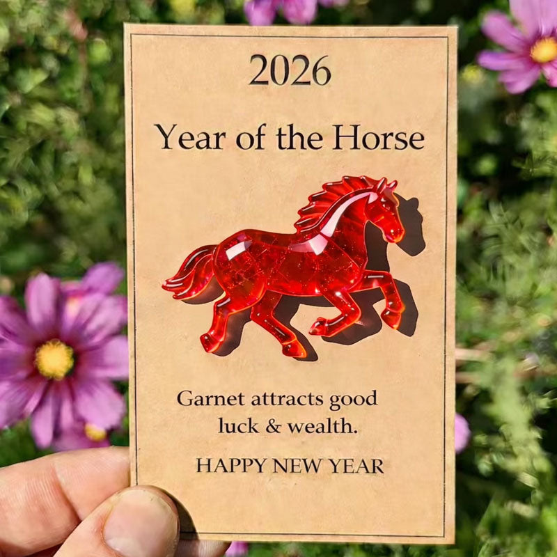 2026 Year of the Horse Gemstone Blessing Card