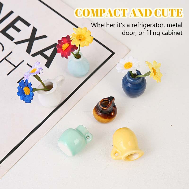 🌼 Ceramic Mini Vase Fridge Magnets