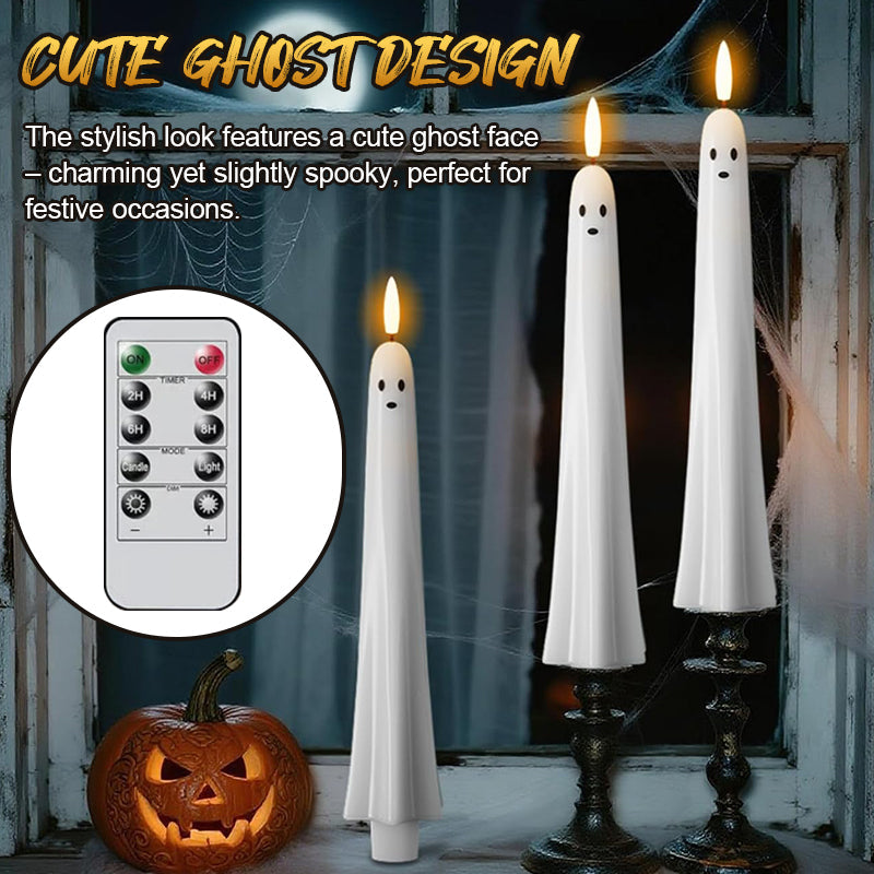 🎃👻 Fernbedienbare Geister-LED-Kerze mit 3D-Flamme 👻🎃