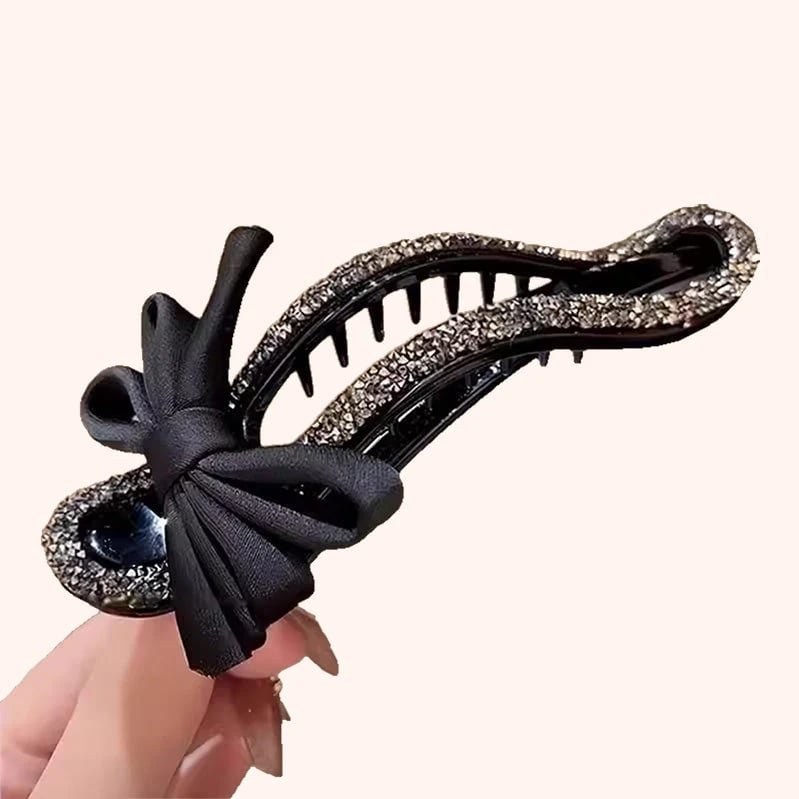 Glitzernde elegante schwarze Schleife Haarspangen