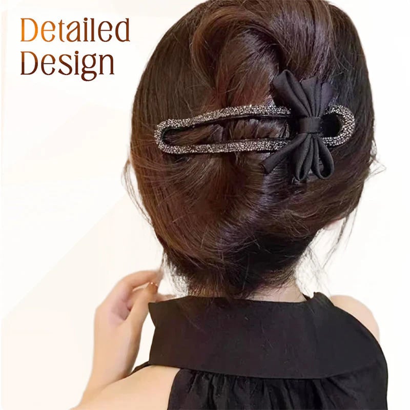 Glitzernde elegante schwarze Schleife Haarspangen