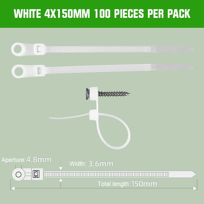 🔩 Screw Hole Fixed Nylon Tie
