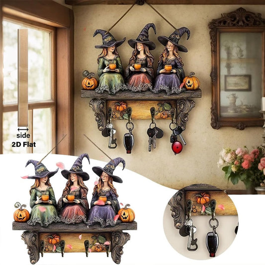 🎃Halloween Hexe hölzerne Wanddekoration Schlüsselhalter