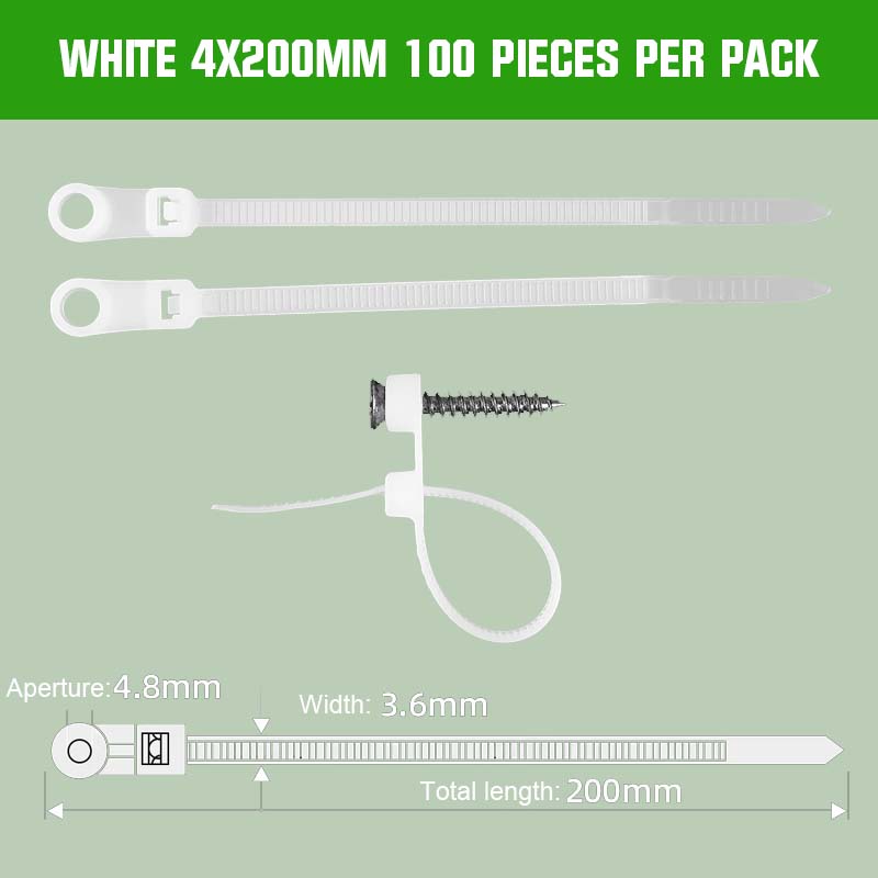🔩 Screw Hole Fixed Nylon Tie