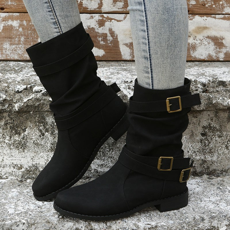 ✨Herbst-Neuheiten: Damen Stiefeletten mit niedrigem Absatz und Schnalle