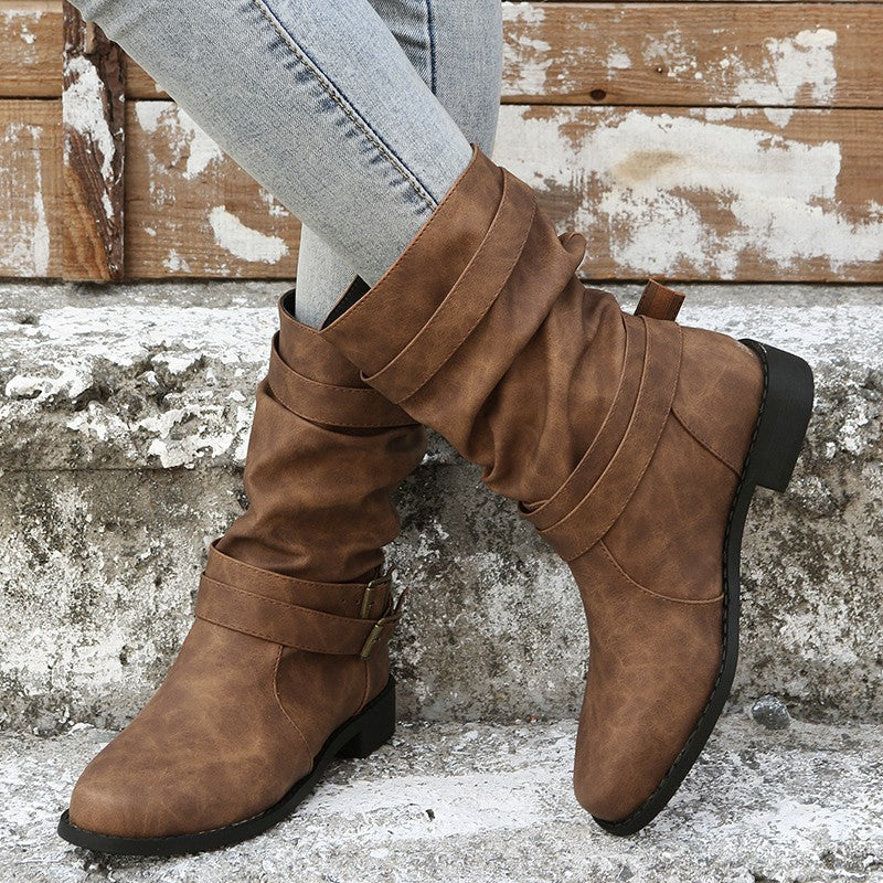✨Herbst-Neuheiten: Damen Stiefeletten mit niedrigem Absatz und Schnalle
