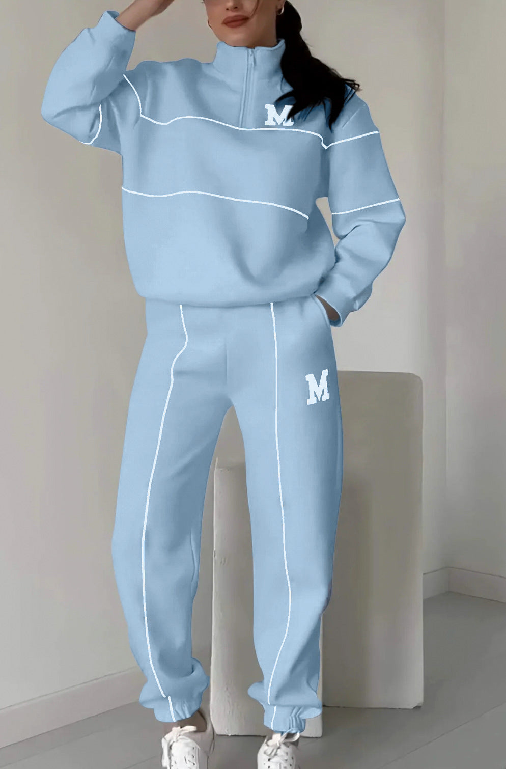 Lässiges Sweatshirt 2-teiliges Set mit Linie