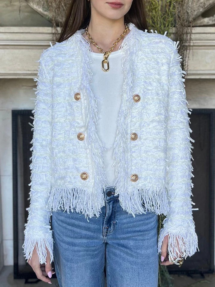 Kurze Jacke mit Metallknopfquaste