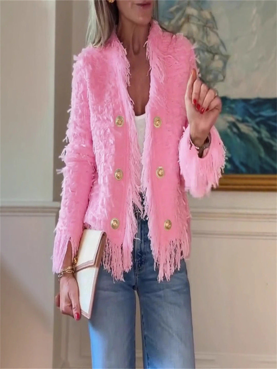 Kurze Jacke mit Metallknopfquaste