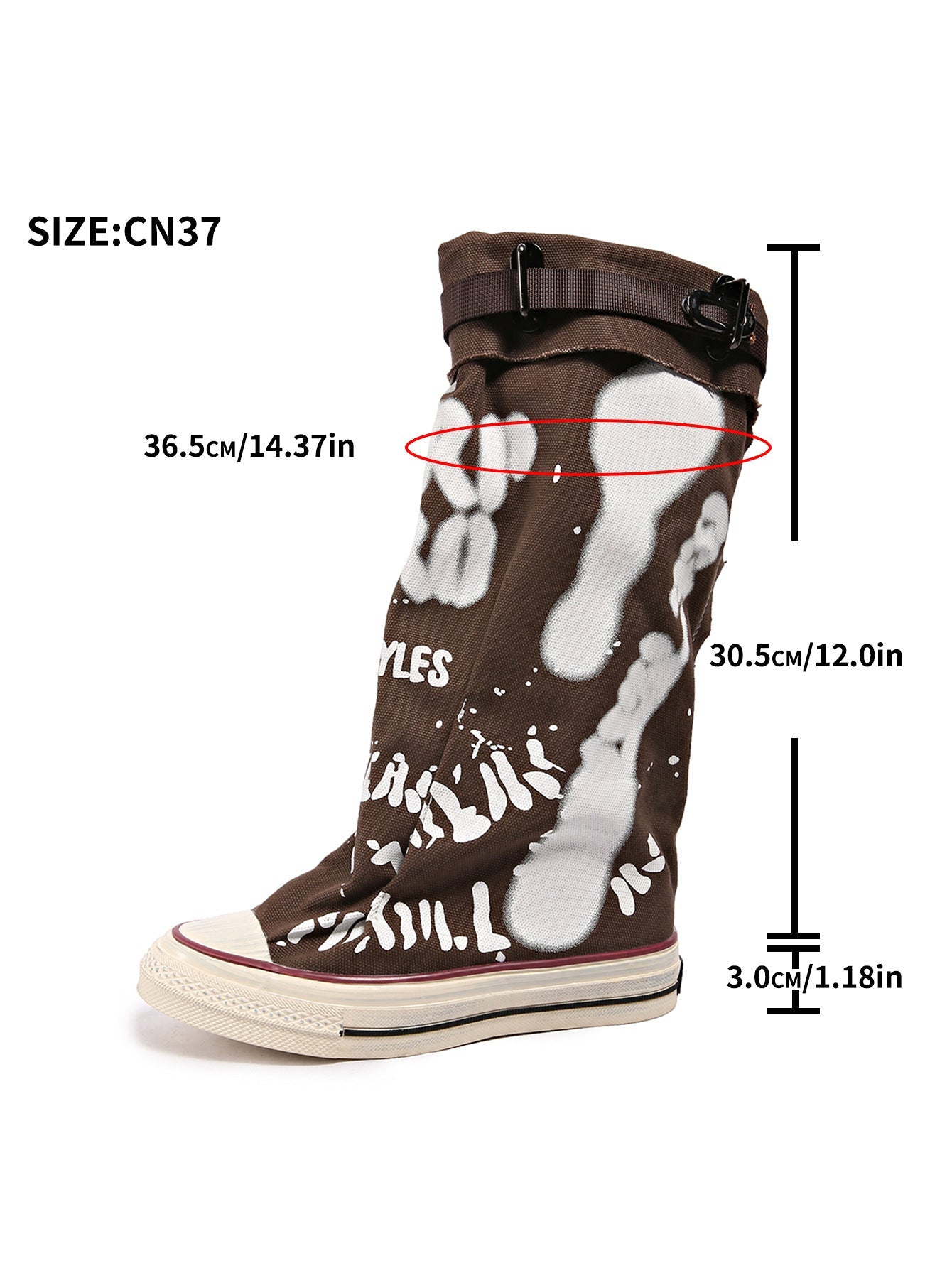 Flache Retro-Stiefel aus Canvas mit mittlerem Schaft für Damen