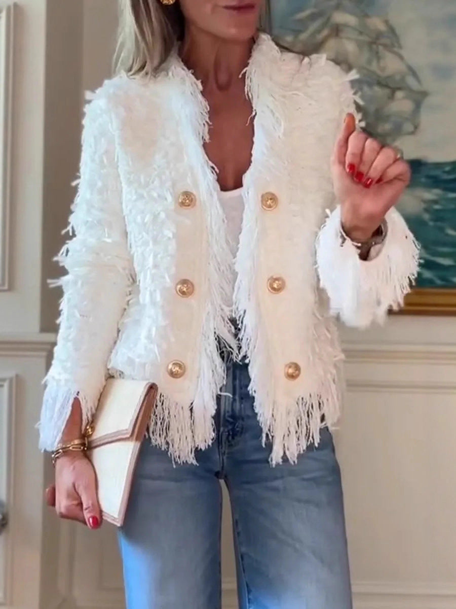 Kurze Jacke mit Metallknopfquaste