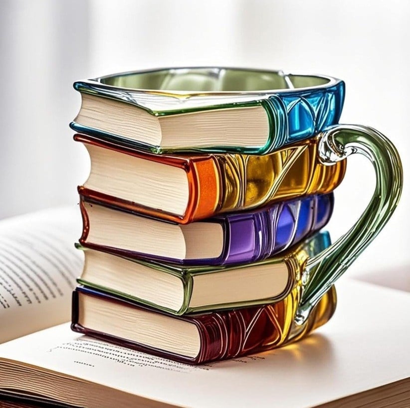 Painted Book Mug