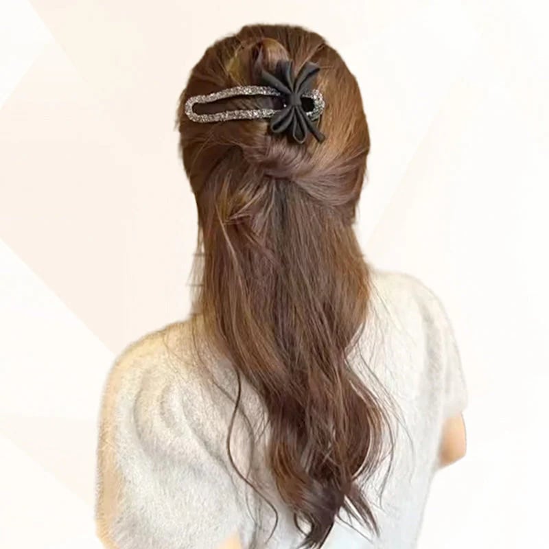 Glitzernde elegante schwarze Schleife Haarspangen