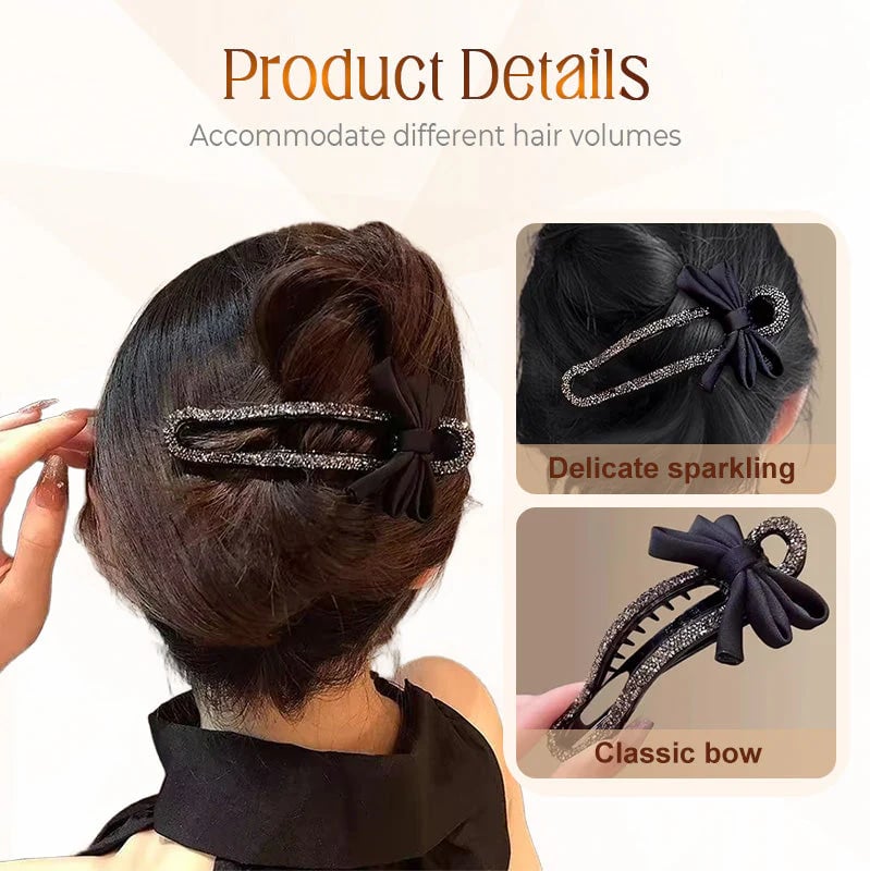 Glitzernde elegante schwarze Schleife Haarspangen