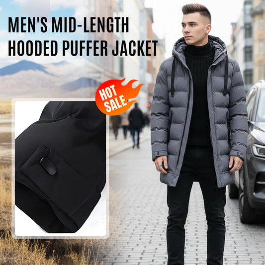 ⌛50% Off Everything! ⏰ Men's Quilted Jacket With Hood, Medium Length 🔥