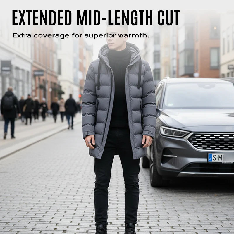 ⌛50% Off Everything! ⏰ Men's Quilted Jacket With Hood, Medium Length 🔥