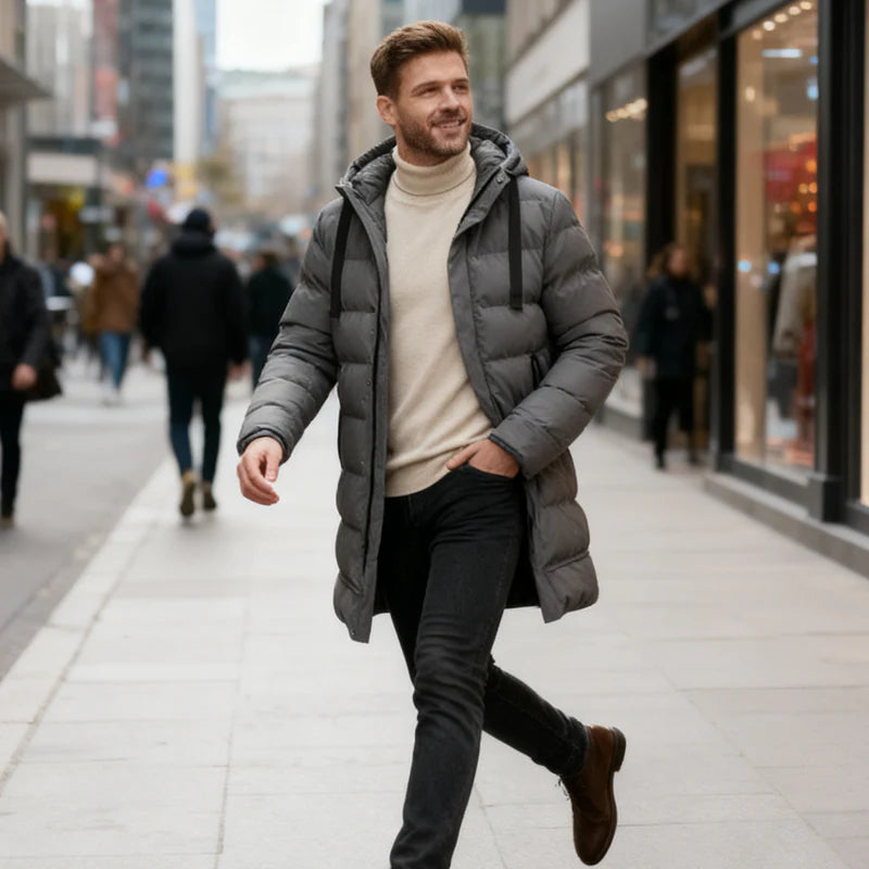 ⌛50% Off Everything! ⏰ Men's Quilted Jacket With Hood, Medium Length 🔥