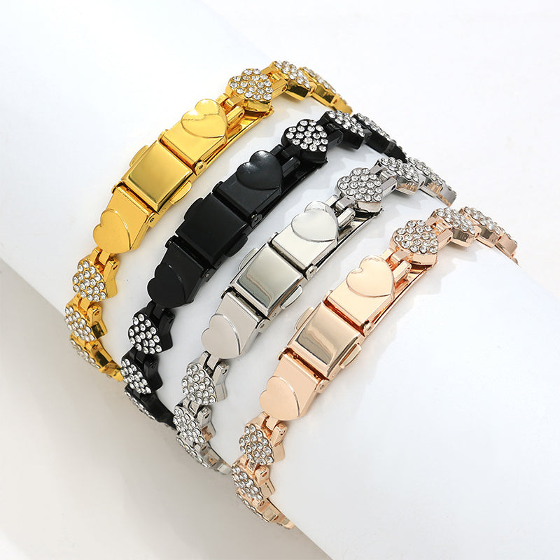 Women's Dazzling Heart-Shaped Magnetic Copper Bracelets