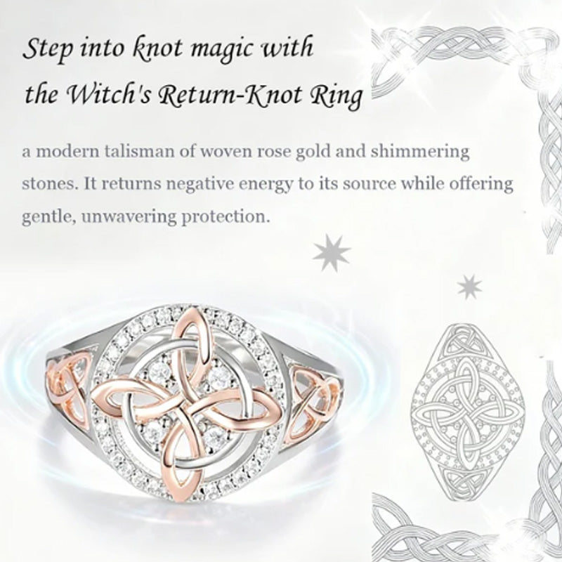 Elegant two-tone ring with Celtic knot and zirconia