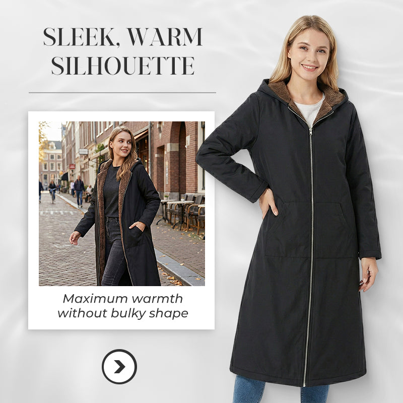 Happy New Year! 🎊⏰ Long Women's Vintage Parka With A Cozy Lining And Hood.