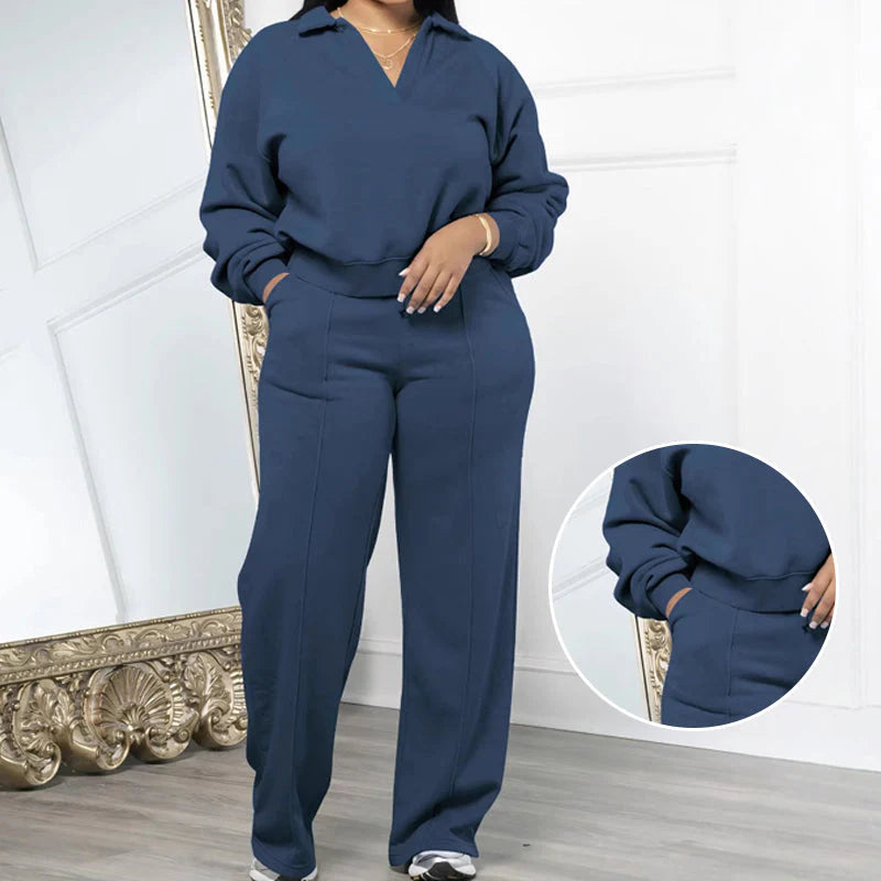 Happy New Year! 50% off everything! 🎊⏰ Women's Sweatshirt Set V-neck Long Sleeve Tracksuit Cotton Casual Loungewear Home Office