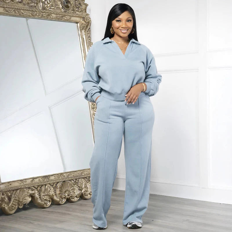 Happy New Year! 50% off everything! 🎊⏰ Women's Sweatshirt Set V-neck Long Sleeve Tracksuit Cotton Casual Loungewear Home Office