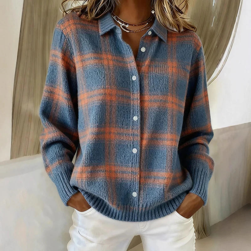 Happy New Year! 50% off everything! 🎊⏰ Women's checkered cardigan with button placket